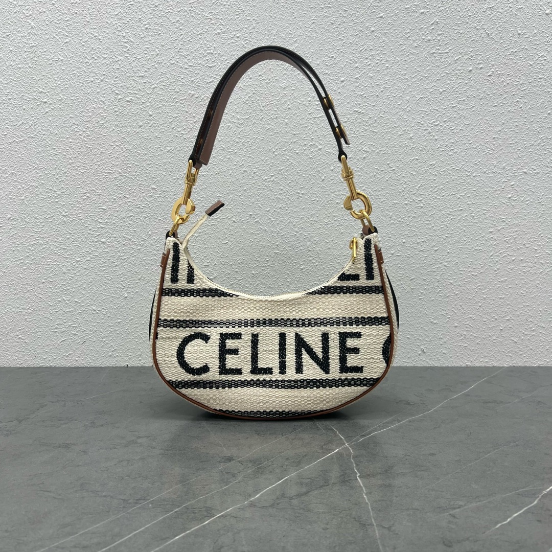 Celine Medium Ava Strap Bag In Canvas And Calfskin Shoulder Bag White 196923